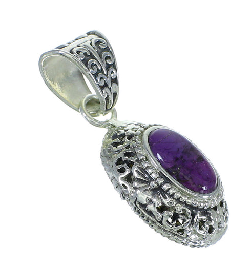 Magenta Turquoise And Sterling Silver Southwestern Pendant WX66807